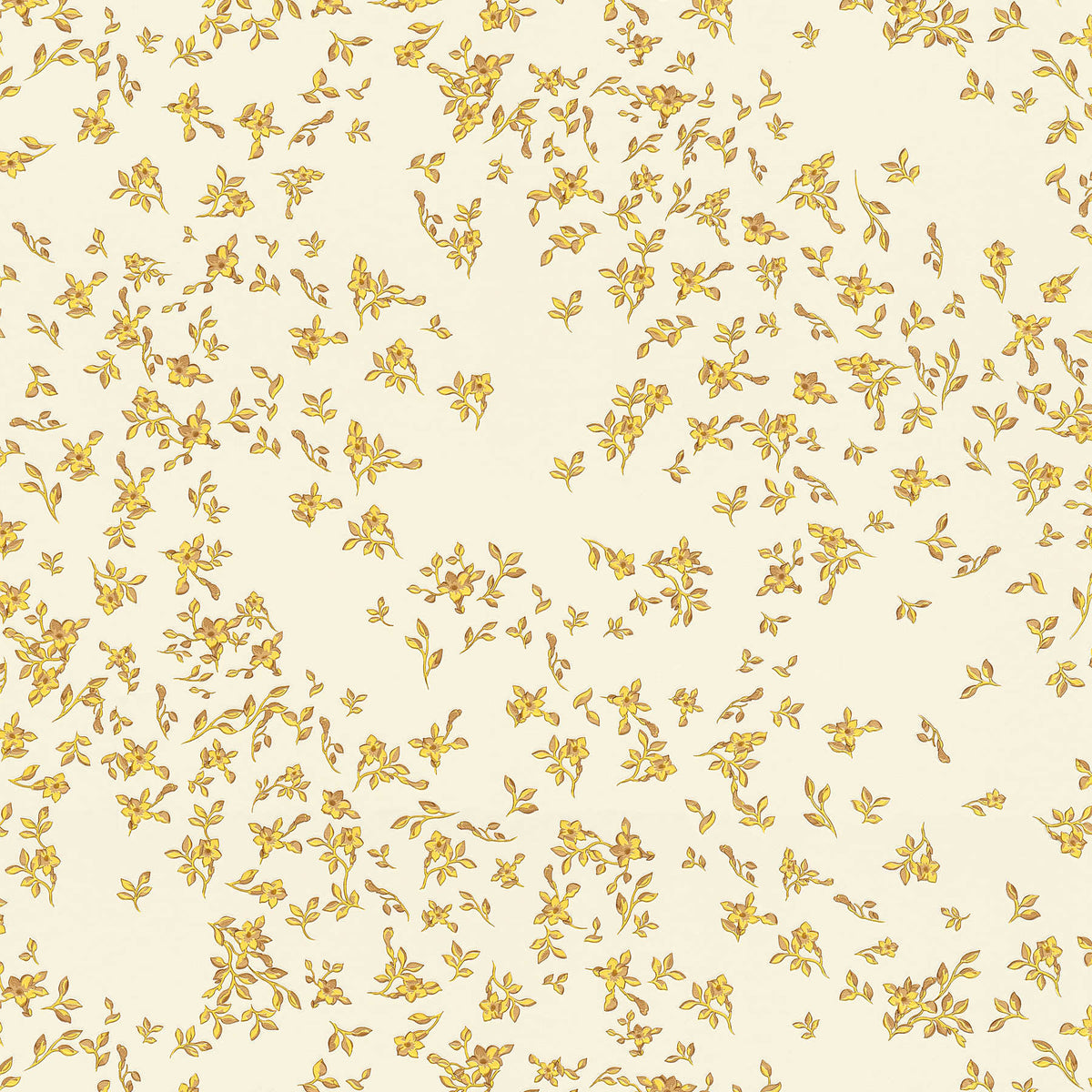 Papel pintado VERSACE con finas flores doradas - oro, amarillo, beige