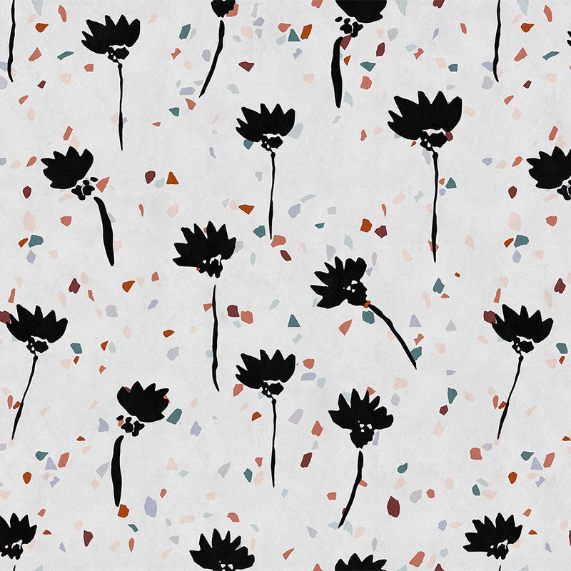 Fotomural Walls by Patel - Terrazzo 2 - wallpaper in blotting paper structure terrazzo patterned, stone look - grey, red