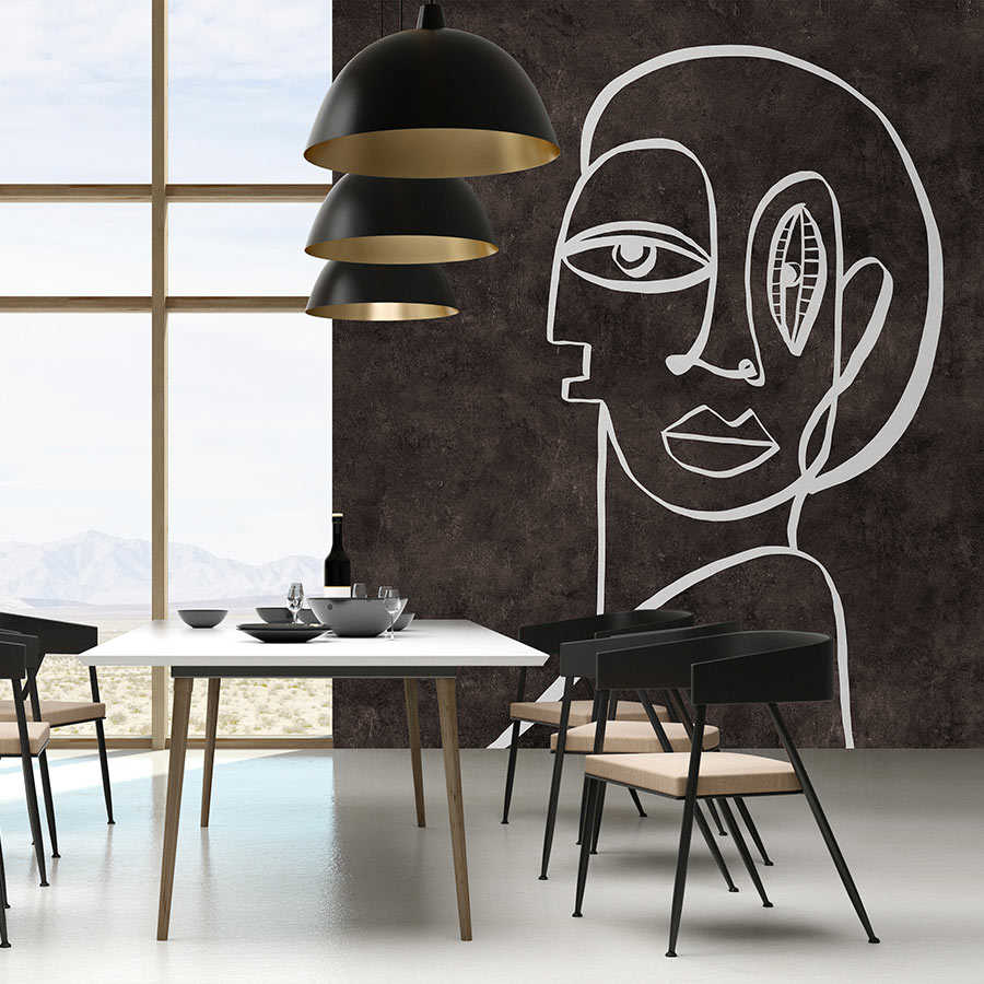 Fotomural Walls by Patel - Palomas Room 2 - black photo wallpaper abstract line art portrait