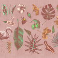 Fotomural Walls by Patel - Photo wallpaper sketch flamingo and leaves - pink, green