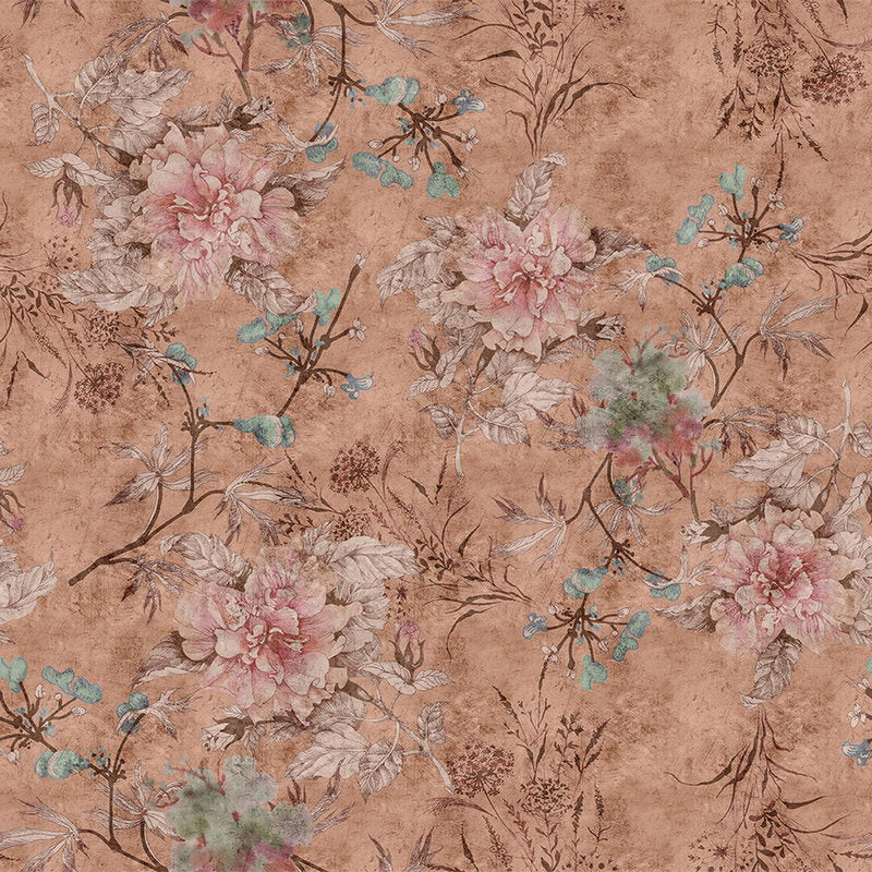 Fotomural Walls by Patel - Tenderblossom 3 - Vintage style floral pattern digital print wallpaper - Pink, Red
