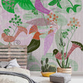 Fotomural Walls by Patel - Birdland 2 - retro mural bird pattern in Scandinavian style
