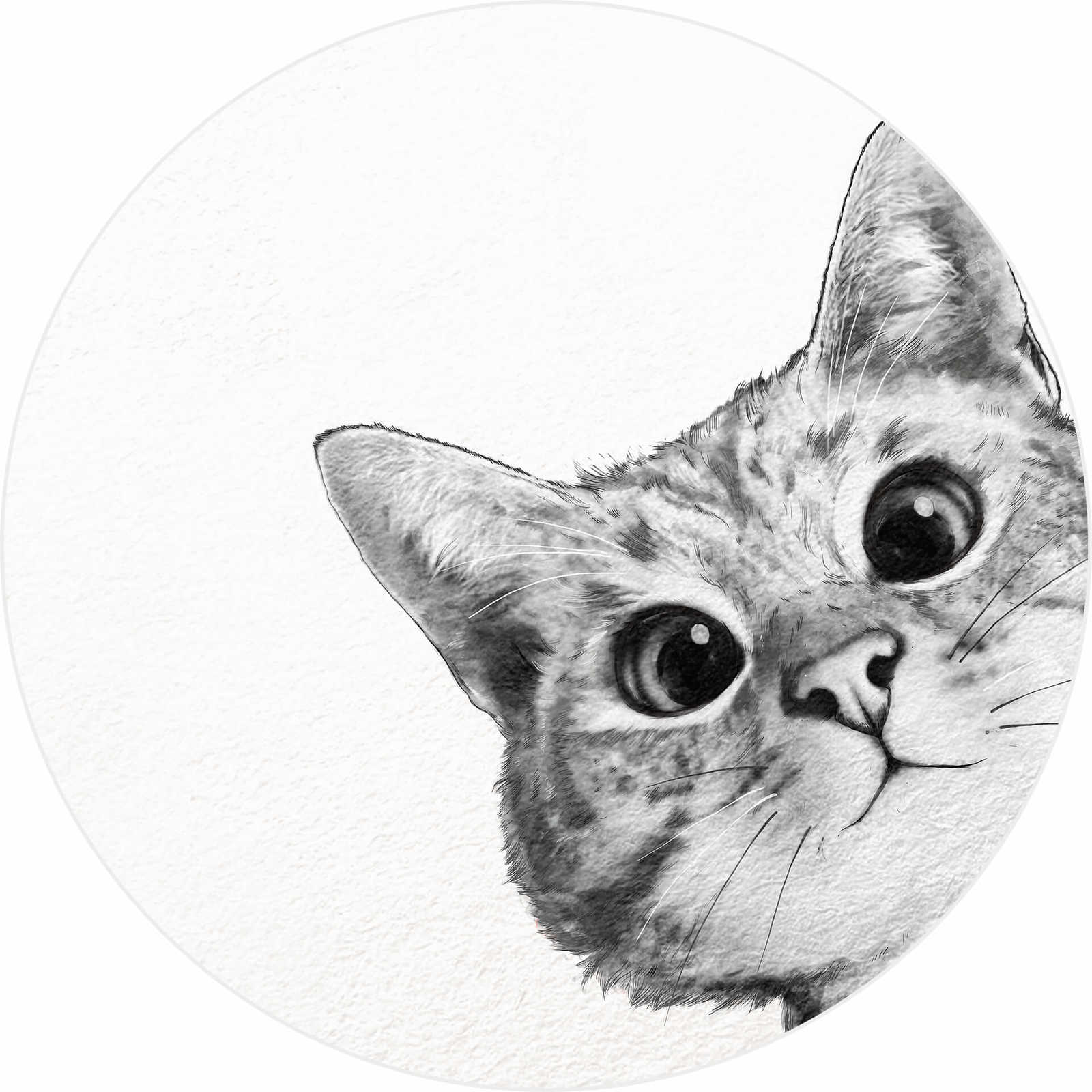 Fotomural Photo wallpaper round cat face in black & white - DD Motive 2