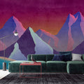 Fotomural Walls by Patel - Photo wallpaper »altitude 1« - Abstract mountains in neon colours with vintage plaster texture - Smooth, slightly shiny premium non-woven fabric