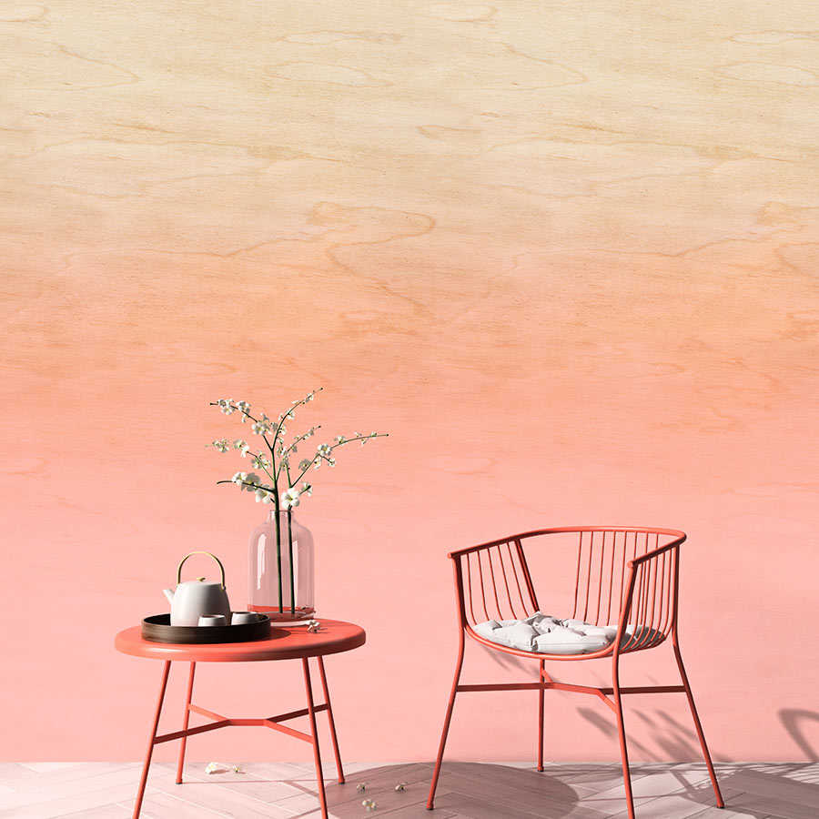 Fotomural Walls by Patel - Workshop 2 - Photo wallpaper Pink Ombre Effect & Wood Grain