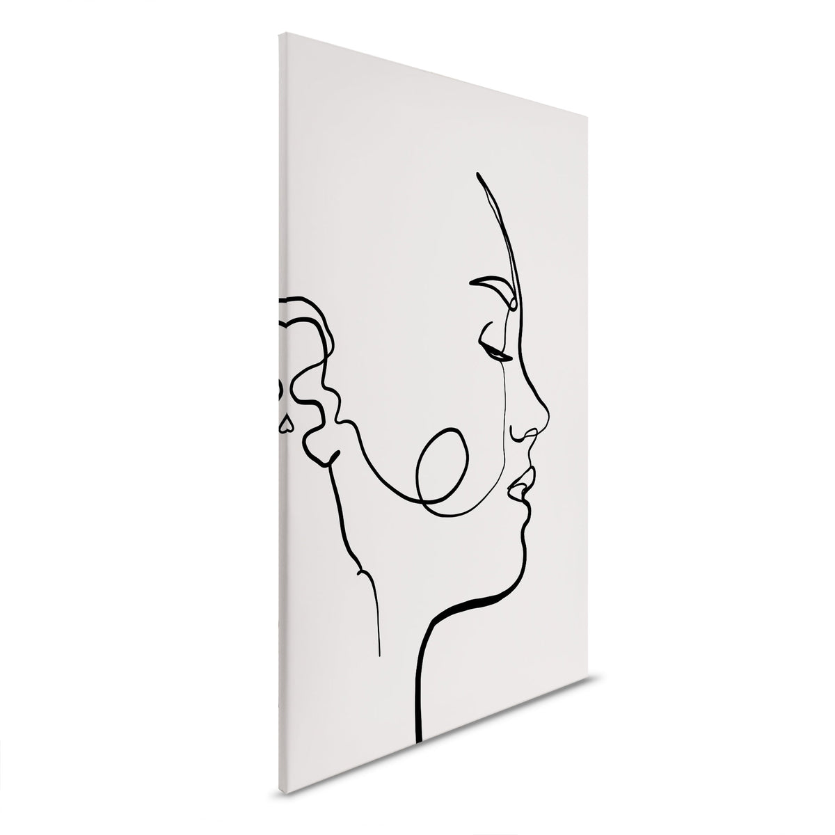 Cuadro en lienzo con contornos armoniosos - Elegante perfil lateral en blanco y negro