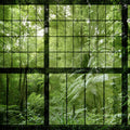 Fotomural Walls by Patel - Rainforest 2 - Loft Window Wallpaper with Jungle View - Green, Black