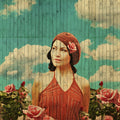 Fotomural Walls by Patel - Havana 2 - Wood Look & Retro Photography Wallpaper - Beige, Blue