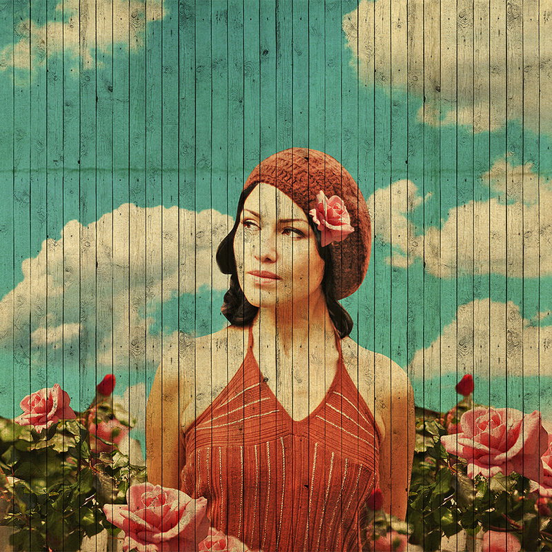 Fotomural Walls by Patel - Havana 2 - Wood Look & Retro Photography Wallpaper - Beige, Blue