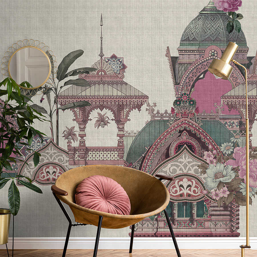 Fotomural Walls by Patel - Jaipur 2 - India photo wallpaper temple complex & flowers