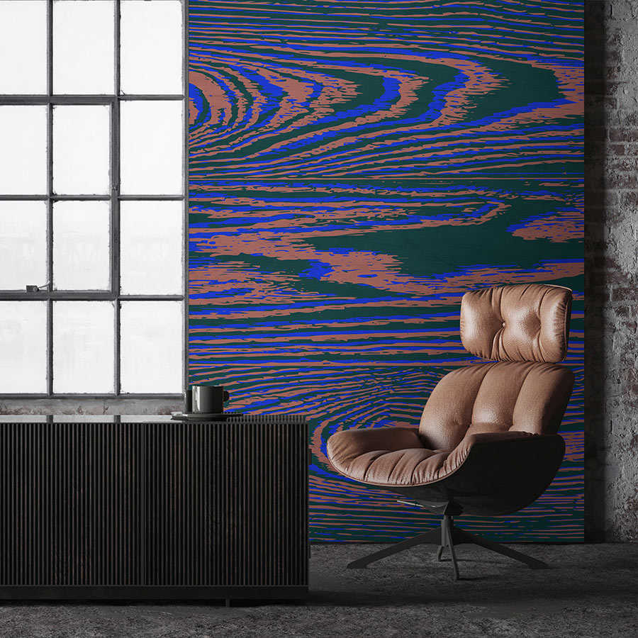 Fotomural Walls by Patel - Kontiki 3 - wall mural neon wood grain, purple & black
