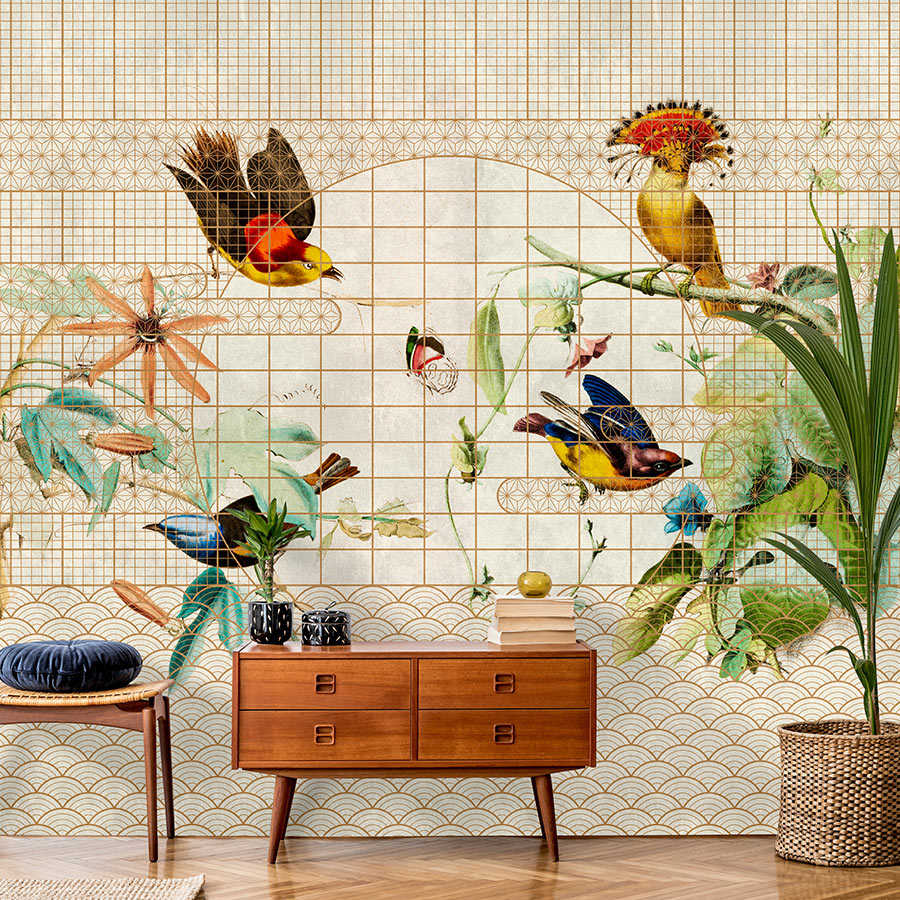 Fotomural Walls by Patel - Aviary 1 - Photo wallpaper birds & butterflies in golden aviary