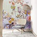 Fotomural Walls by Patel - Photo wallpaper »paradise« - Bird & flowers with colour gradient and linen texture in the background - Colourful