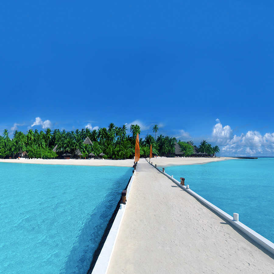 Fotomural Panel XXL 5 - Island mural bridge to island with palm trees on premium smooth vinyl