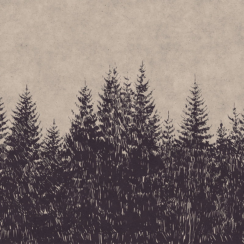 Fotomural Photo wallpaper forest fir trees in drawing style - Walls by Patel