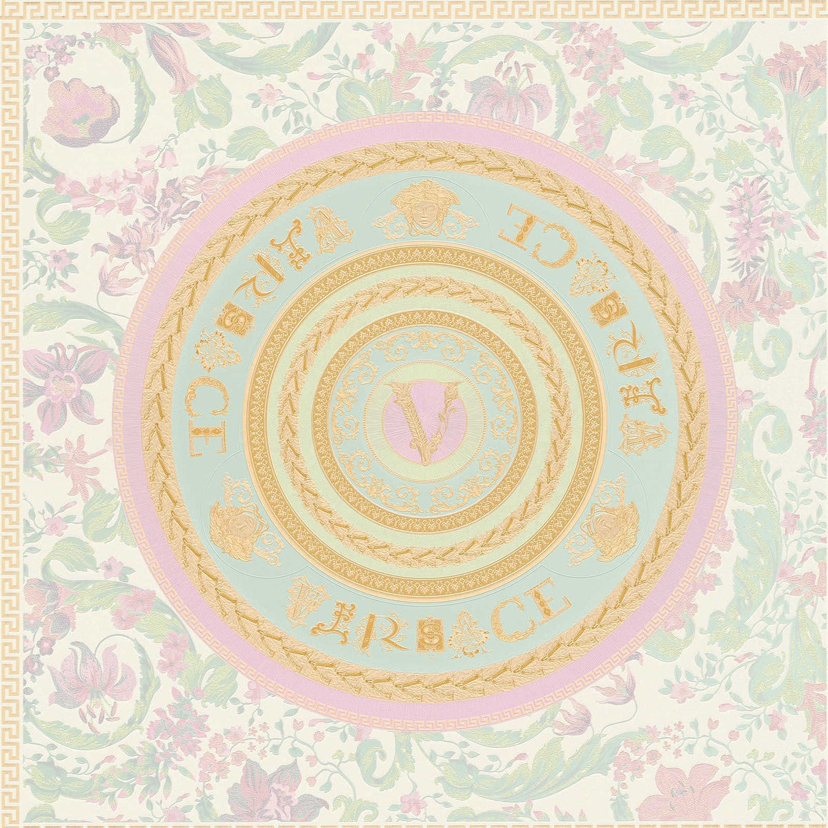 Papel pintado VERSACE pastel con diseño de la marca - multicolor