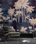Fotomural Walls by Patel - coco1 - Tropical style decorative palm trees wallpaper - blue, beige