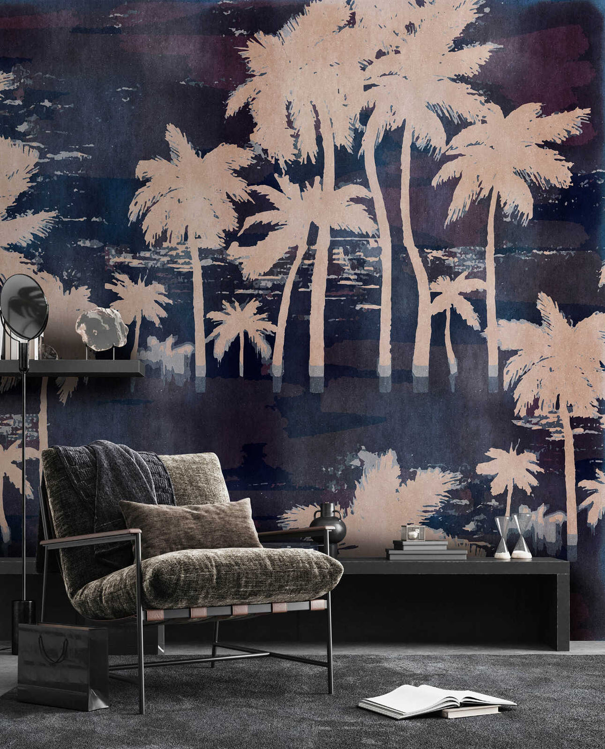 Fotomural Walls by Patel - coco1 - Tropical style decorative palm trees wallpaper - blue, beige