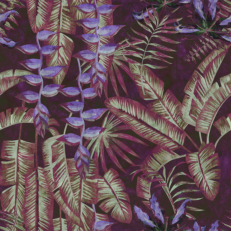 Fotomural Walls by Patel - Tropicana 3 - Tropical wallpaper in blotting paper structure with leaves & ferns - Red, Purple