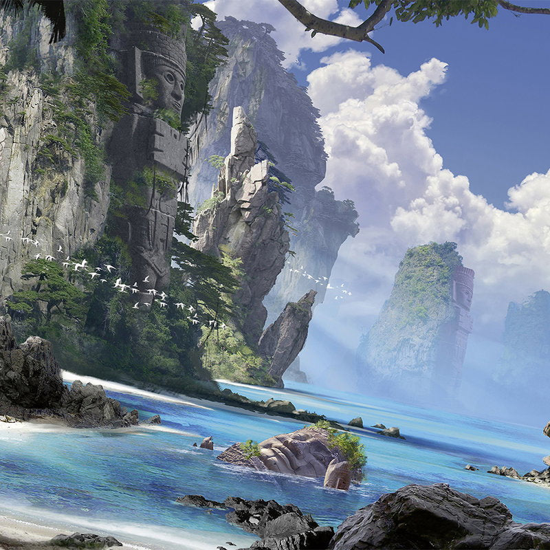Fotomural Fantasy World with Bay and Cliffs Wallpaper - Premium Smooth Non-woven - XXL 2