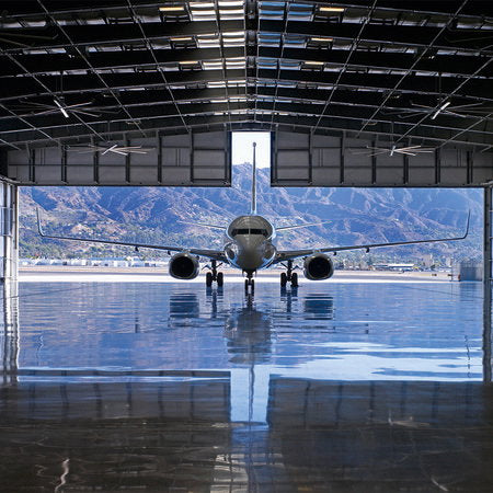 Fotomural Aircraft hangar - photo mural 3D optics aircraft hangar - AP Digital 1
