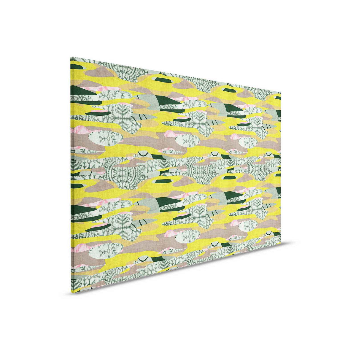 Zimbabue 1 - Cuadro en lienzo con motivos amarillo y verde, inspiración africana