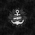 Fotomural Walls by Patel - Black and white photo wallpaper anchor design in chalkboard look