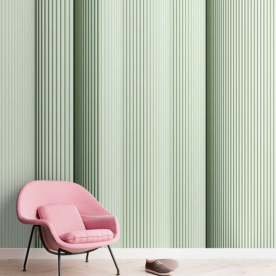 Fotomural Walls by Patel - Magic Wall 2 - Green stripes mural with 3D illusion effect