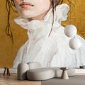 Fotomural Walls by Patel - Photo wallpaper »golda« - Partial portrait of a woman - artwork with linen texture