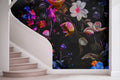 Fotomural Walls by Patel - neonbloom2 - Stylish plant world with floral elements in textile look - black, blue
