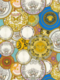 Papel pintado VERSACE con diseño de medallas y efecto dorado - multicolor, metálico