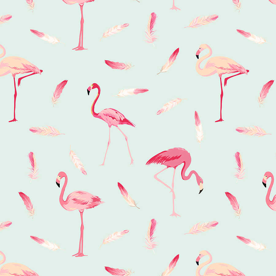 Fotomural Panel XXL 5 - Graphic mural flamingos and feathers on premium smooth vinyl