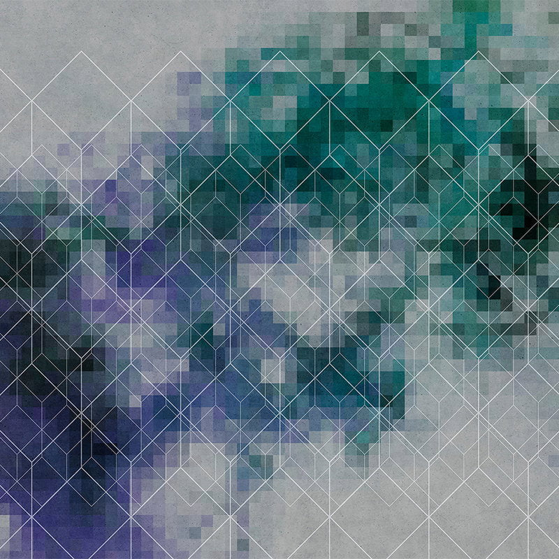 Fotomural Walls by Patel - Color clouds & lines pattern photo wallpaper - blue, green, grey