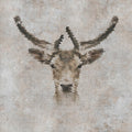 Fotomural Walls by Patel - Big three 3 - digital print wallpaper, concrete look with deer in natural linen structure - beige, brown