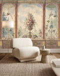 Fotomural Walls by Patel - salon1 - Classic arched illustration wallpaper in vintage style - pink, blue