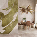 Fotomural Walls by Patel - Photo wallpaper »temu« - Brushstrokes with abstract design - Green, cream with vintage plaster texture