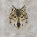 Fotomural Walls by Patel - Big three 1 - digital print wallpaper in concrete look with wolf - natural linen structure - beige, brown