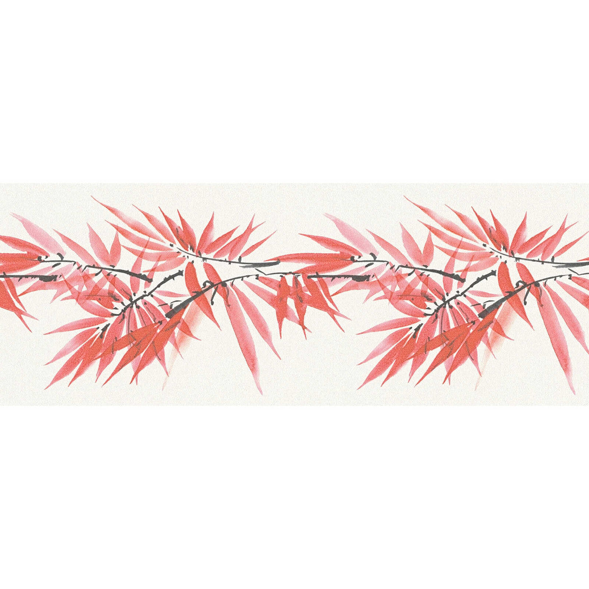 Fotomural Self-adhesive border with red branches in watercolour style - red, black, white - AP Digital 3
