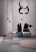 Fotomural Walls by Patel - vogue1 - Artistic abstraction of a woman in handmade paper look - grey, black