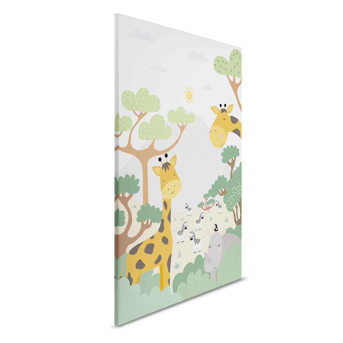 Animales de la jungla en armonía - Cuadro en lienzo para niños