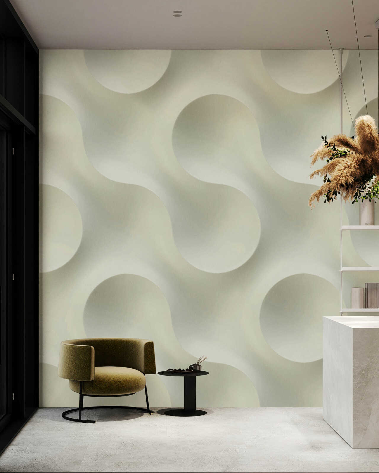 Fotomural Walls by Patel - circular2 - Graphic circle wallpaper in sculptural style - mint green
