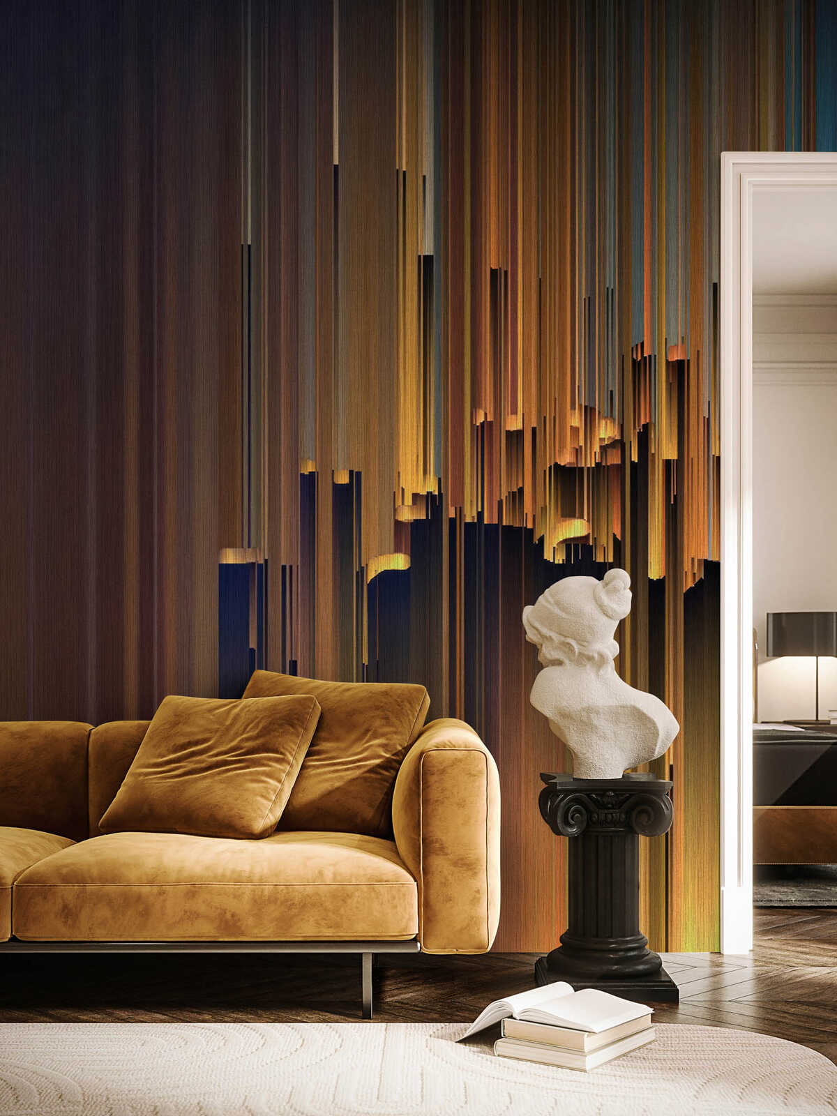 Fotomural Walls by Patel - spectrum4 - Photo wallpaper layered abstraction with smooth transition in textile look - brown, yellow