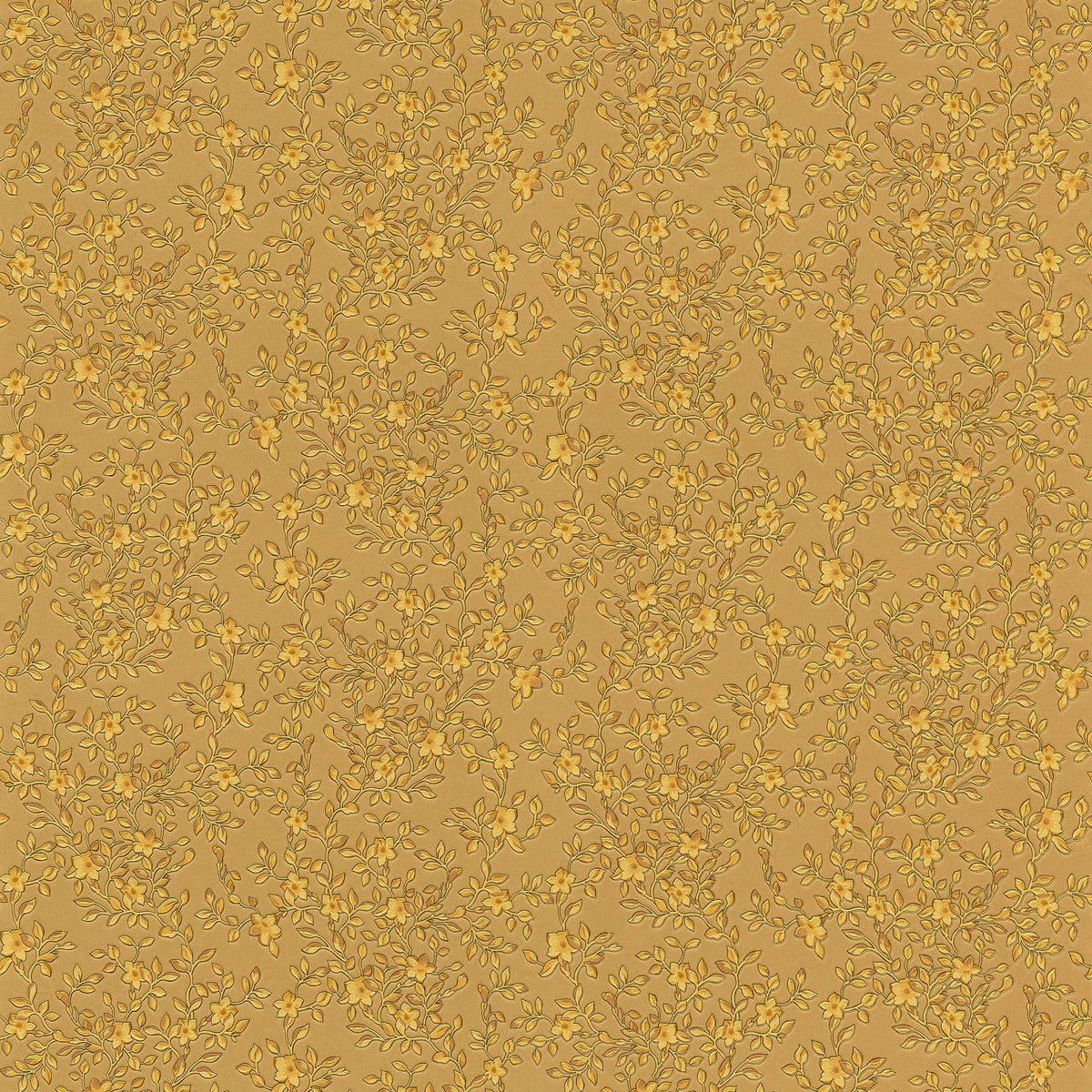 Papel pintado floral dorado de VERSACE con color metálico