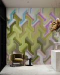 Fotomural Walls by Patel - ziggy4 - Geometric surfaces with illusionary depth - green, purple