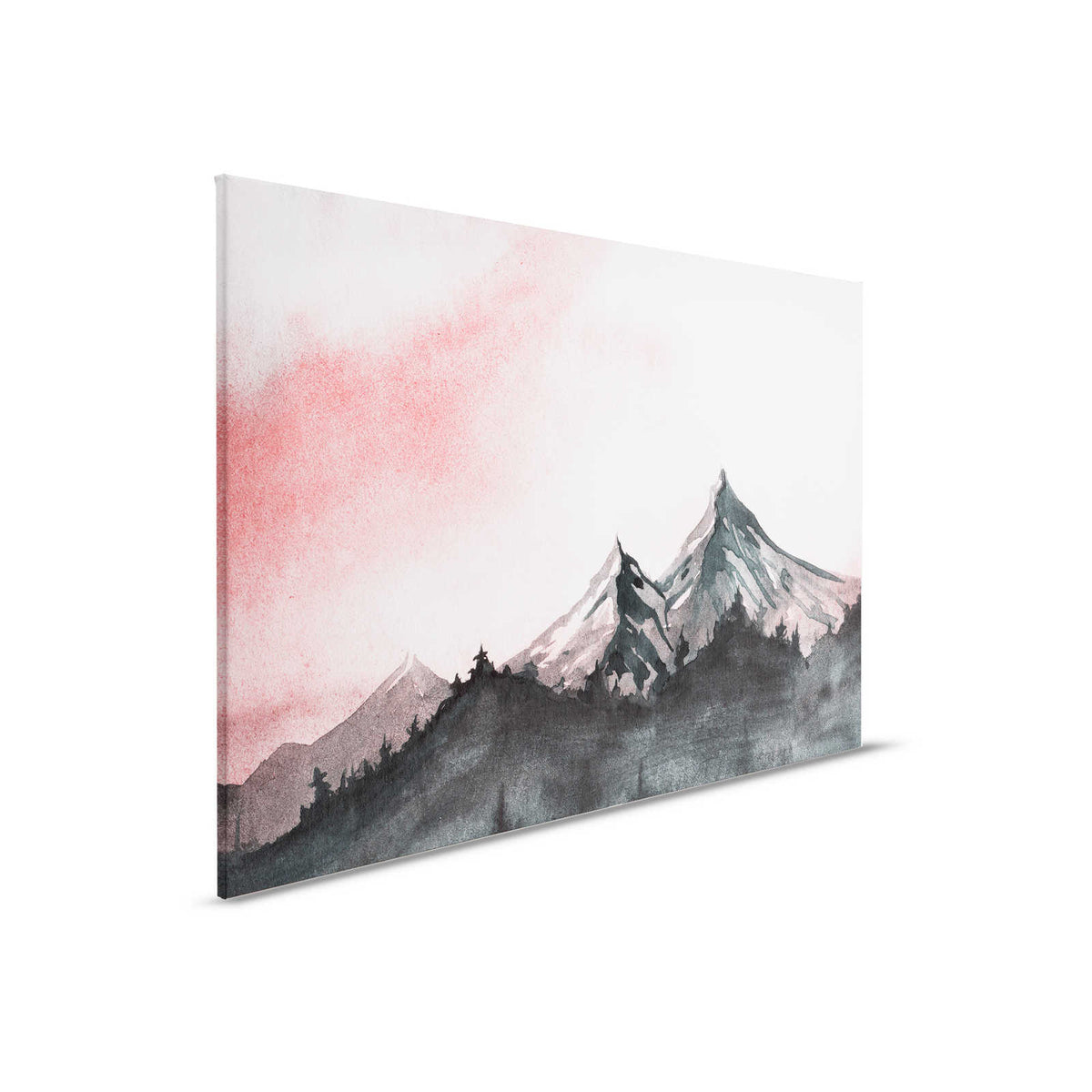 Lienzo con paisaje de montaña en estilo acuarela