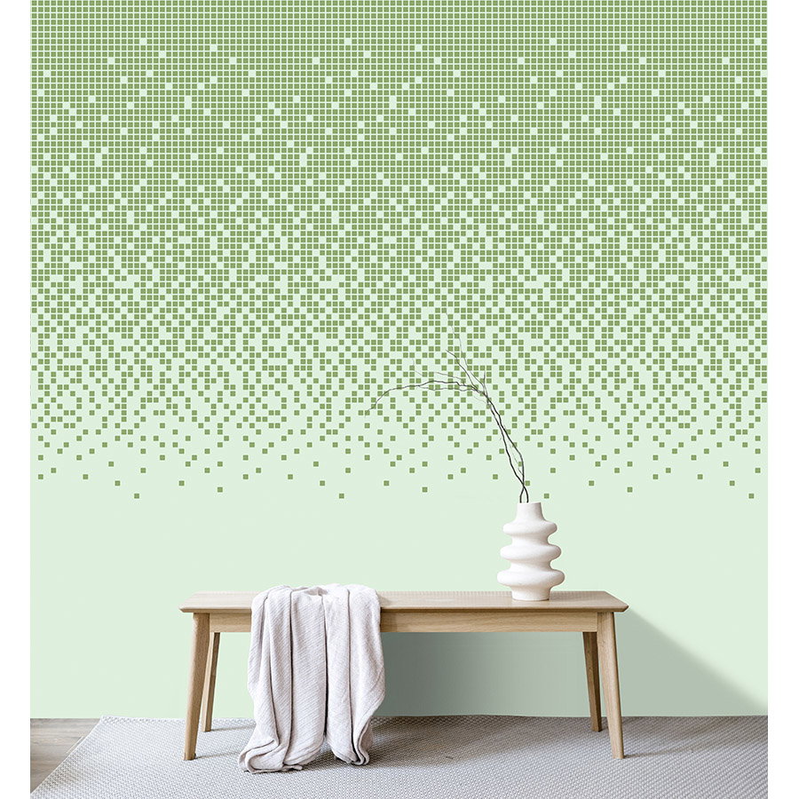 Fotomural Walls by Patel - Photo wallpaper »pixi mint« - mosaic pattern with pixel style - Green