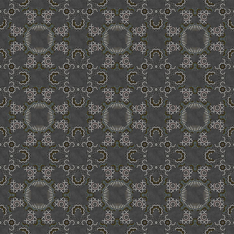Fotomural Walls by Patel - Mosaic mural with retro pattern - grey, black