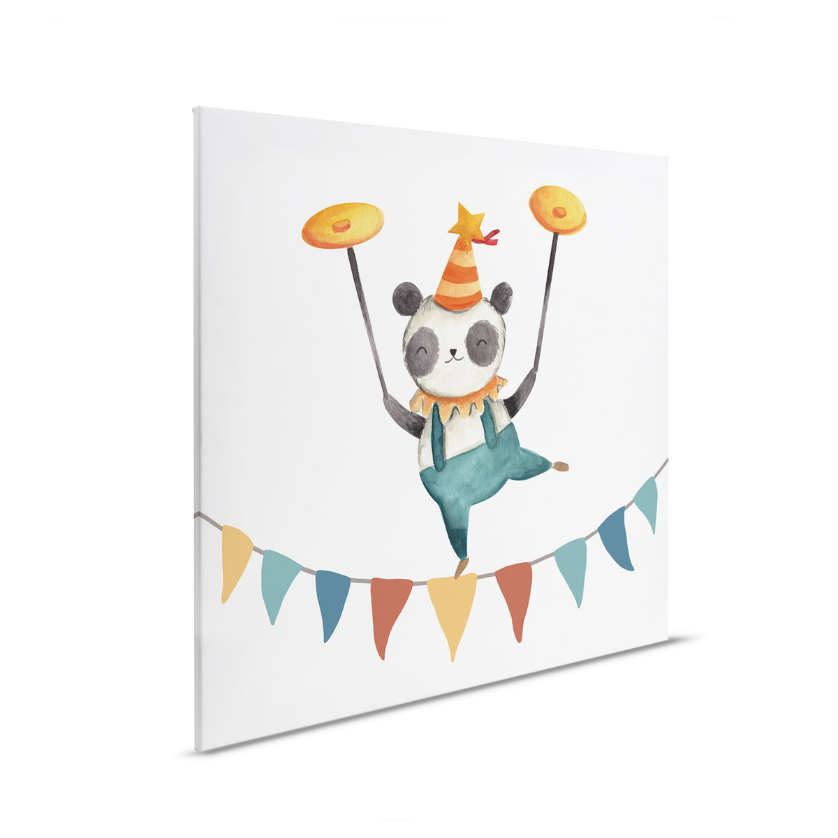 Cuadro lienzo Panda en equilibrio - Divertido motivo circense para decoración de habitación infantil