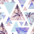 Fotomural Panel XXL 5 - Graphic mural triangles with palm motifs on premium smooth non-woven