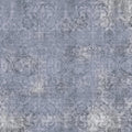 Fotomural Walls by Patel - Old damask 3 - wallpaper in natural linen structure blue mottled ornaments - Blue